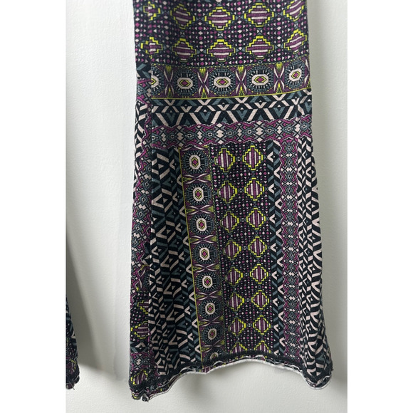 Prana Pants Women M Geometric Flare Yoga Hemp Organic Cotton Pull On Boho C4 - Picture 2 of 8